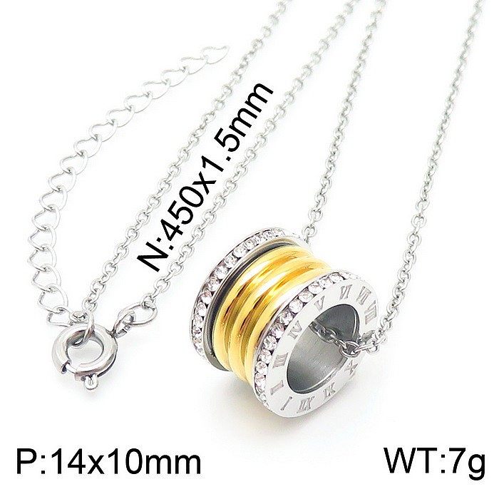 Fashion Number Stainless Steel Plating Inlay Rhinestones Earrings Necklace