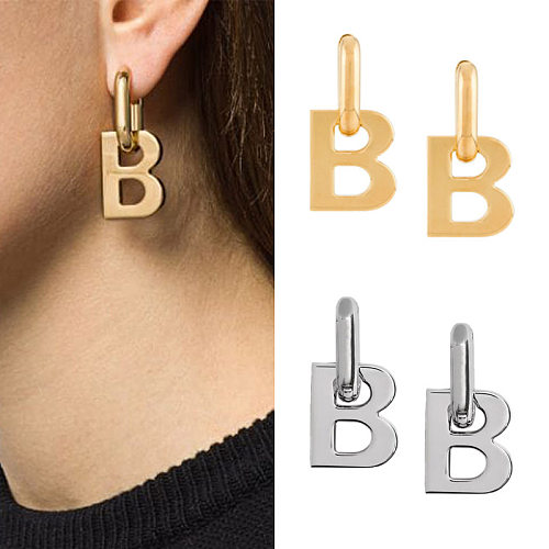 1 Pair Simple Style Letter Brass Plating Hollow Out Drop Earrings