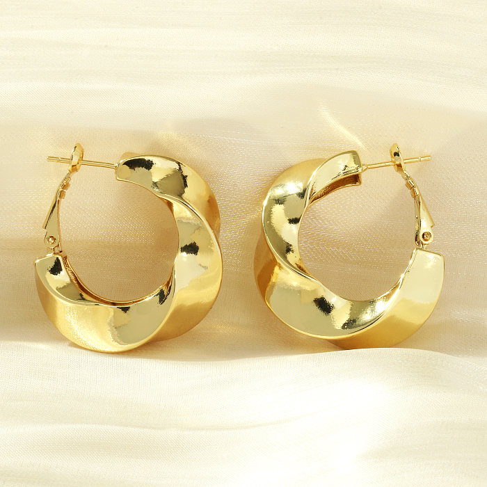 1 Pair Retro Simple Style Irregular Circle Plating Copper 18K Gold Plated Earrings