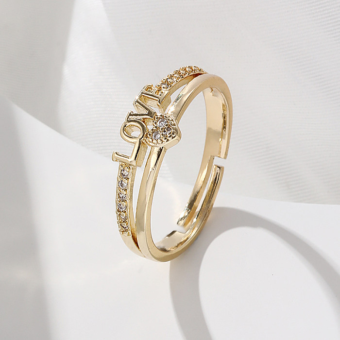 Elegante Damen-Ringe in Herzform mit Kupfereinlage und Zirkon