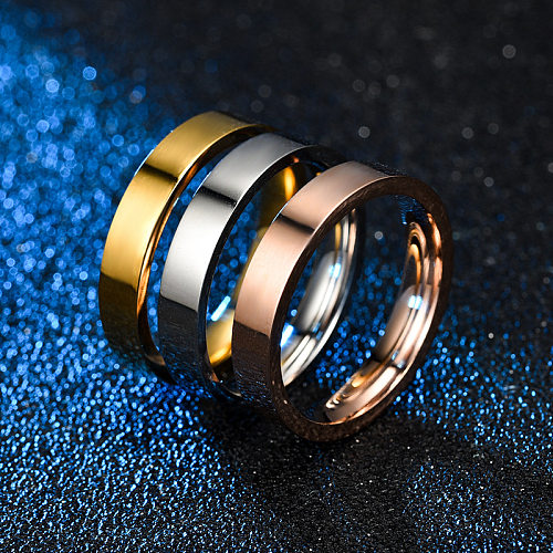 Anéis de aço inoxidável de cor sólida estilo simples
