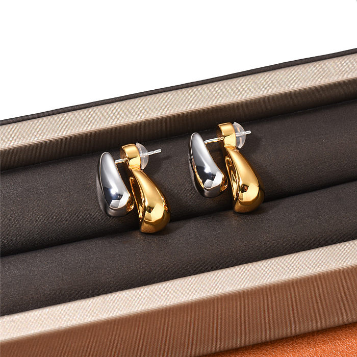 1 Pair Lady Geometric Plating Copper 18K Gold Plated Drop Earrings