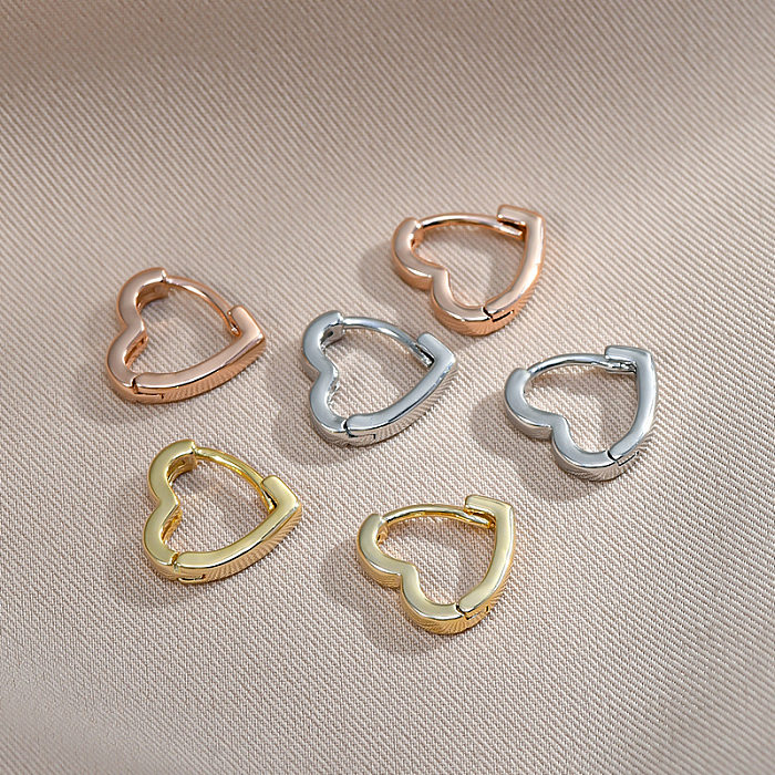 1 Set einfacher Stil Herzform Kupfer unregelmäßige Beschichtung vergoldete Ohrringe