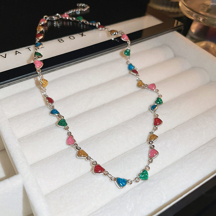 Lässige bunte Stern-Herz-Form-Jade-Kupferperlen-Perlenplattierungs-Halskette