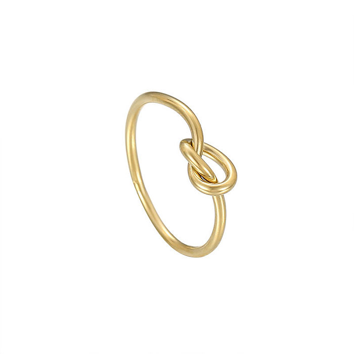 Simple Style Bow Knot Titanium Steel Irregular Plating 14K Gold Plated Rings