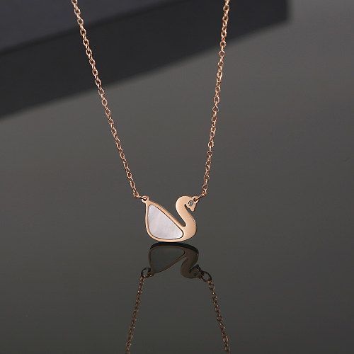 Basic Simple Style Classic Style Swan Copper Plating Shell Rose Gold Plated Necklace