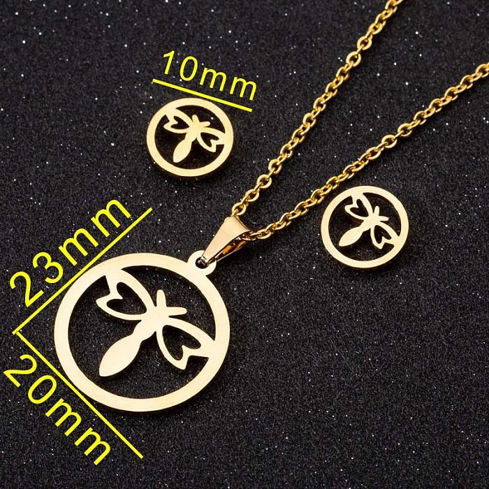 1 Piece 1 Pair Casual Heart Shape Titanium Steel Plating Earrings Necklace