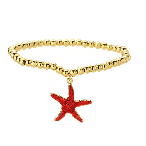 Vacation Beach Starfish Copper Beaded Plating Gold Plated Bracelets