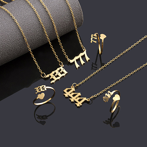 Conjunto de joyería ahuecada de acero inoxidable con número de estilo simple de estilo francés