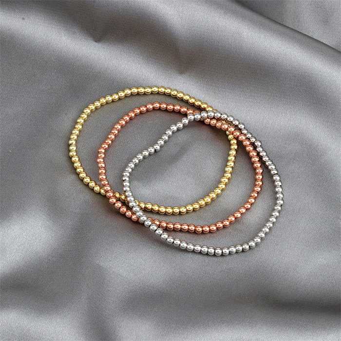 Ethnic Style Solid Color Copper Beaded Bracelets