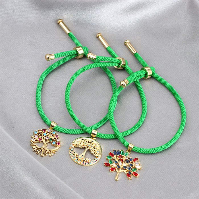 Bracelets en Zircon faits à la main en cuivre géométrique à la mode