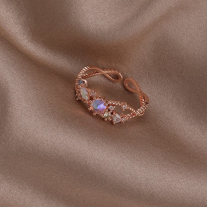 Sweet Geometric Copper Flowers Open Ring 1 Piece