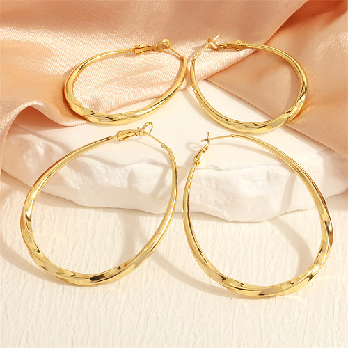 1 Pair Exaggerated Circle Solid Color Plating Copper 18K Gold Plated Hoop Earrings