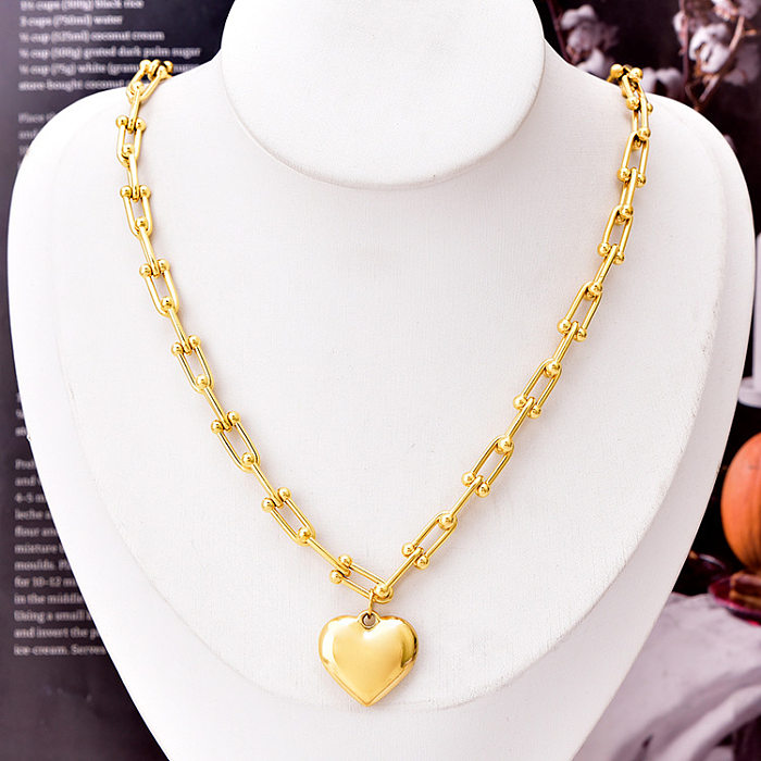 Sweet Heart Shape Lock Titanium Steel Plating Women'S Bracelets Earrings Necklace