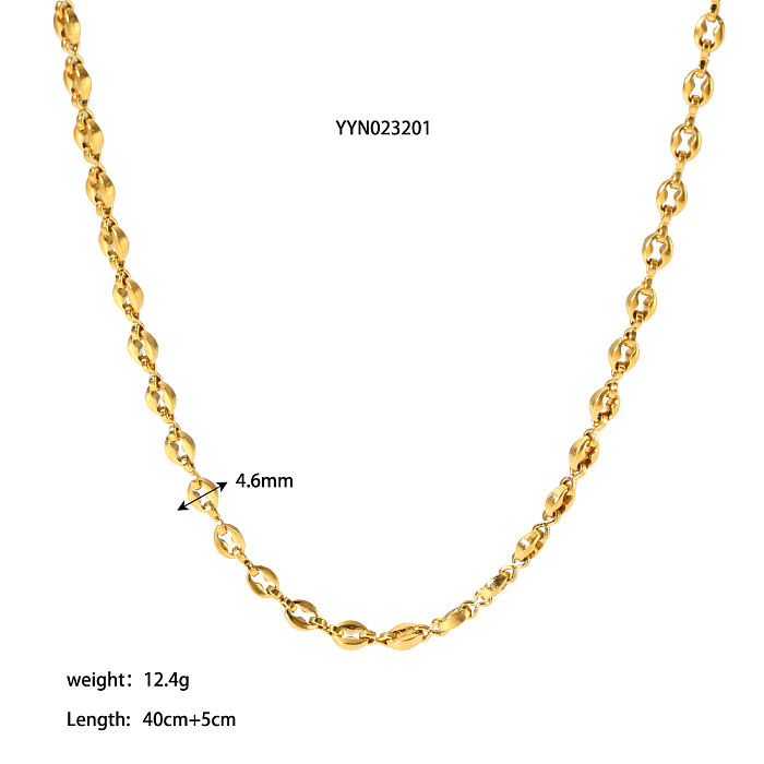 Collar de pulseras chapado en oro de 18 quilates con revestimiento de acero inoxidable de color sólido de estilo simple IG
