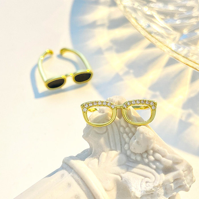 الجدة نظارات النحاس تصفيح البطانة الماس الاصطناعي خواتم مفتوحة