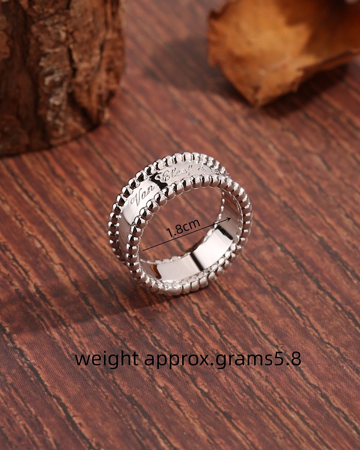 Modern Style Simple Style Letter Copper Plating Wide Band Rings