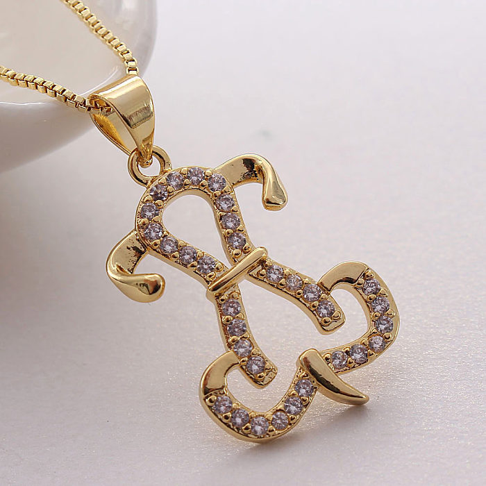 IG Style Sweet Simple Style Animal Dog Cat Copper White Gold Plated Gold Plated Zircon Pendant Necklace In Bulk