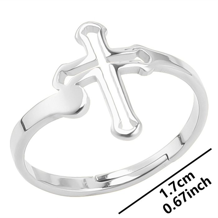 Wholesale Ethnic Style Cross Stainless Steel Open Ring