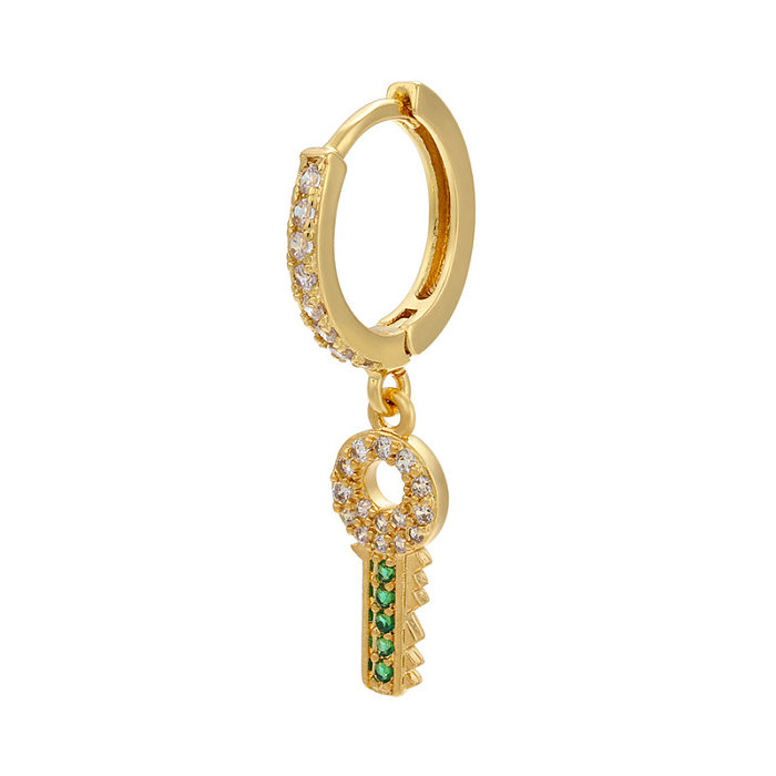 Simple Style Leaves Copper Inlay Artificial Gemstones Drop Earrings 1 Pair