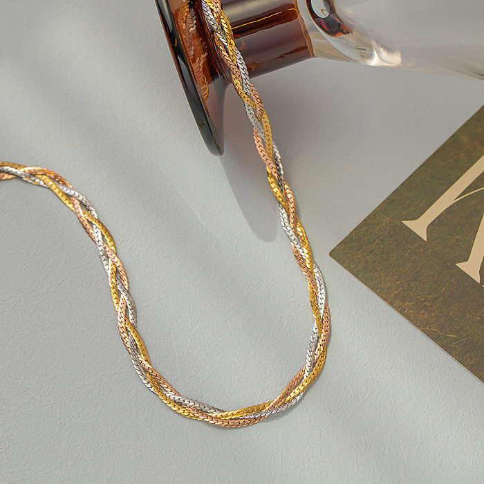 Lässige Vintage-Armband-Halskette mit Twist-Titan-Stahlbeschichtung