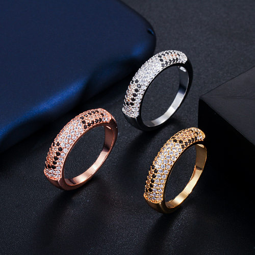 Glam Simple Style Geometric Copper Plating Inlay Zircon 14K Gold Plated Gold Plated Rhodium Plated Rings