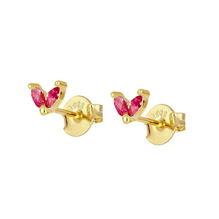1 Pair INS Style Simple Style Leaf Star Flower Copper Plating Inlay Zircon Drop Earrings Ear Studs