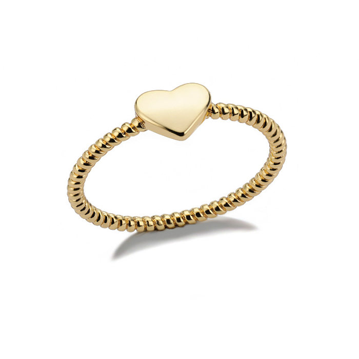 Anéis banhados a ouro com revestimento de cobre em forma de coração estilo simples