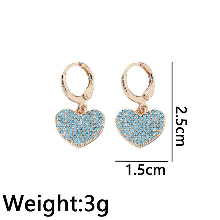 1 Pair Sweet Heart Shape Plating Inlay Copper Zircon Gold Plated Earrings
