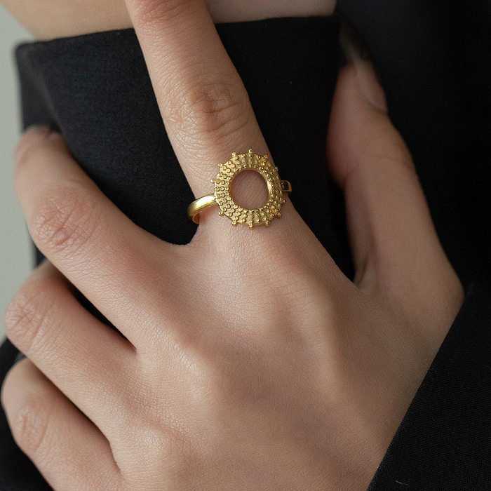 Retro Round Titanium Steel Plating Open Ring