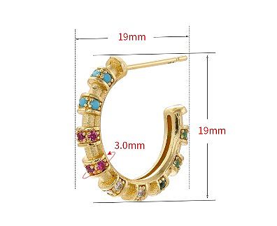 1 Pair Modern Style C Shape Plating Inlay Copper Zircon 18K Gold Plated Ear Studs