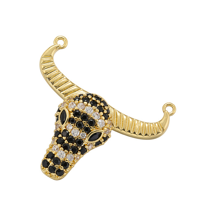 Cornes de Style Simple rétro, incrustation de cuivre, pendentifs plaqués or 18 carats en Zircon