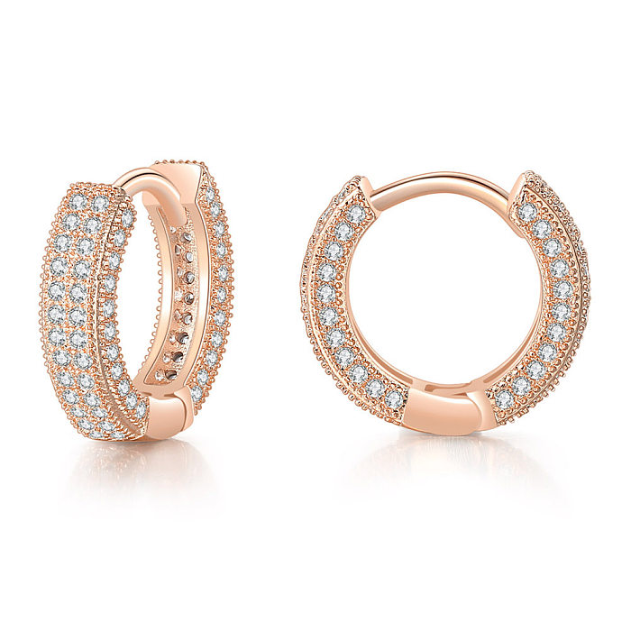 Fashion Circle Copper Inlay Zircon Earrings 1 Pair