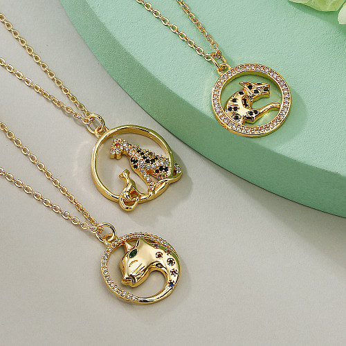 Simple Style Commute Animal Copper Plating Inlay Zircon 18K Gold Plated Pendant Necklace