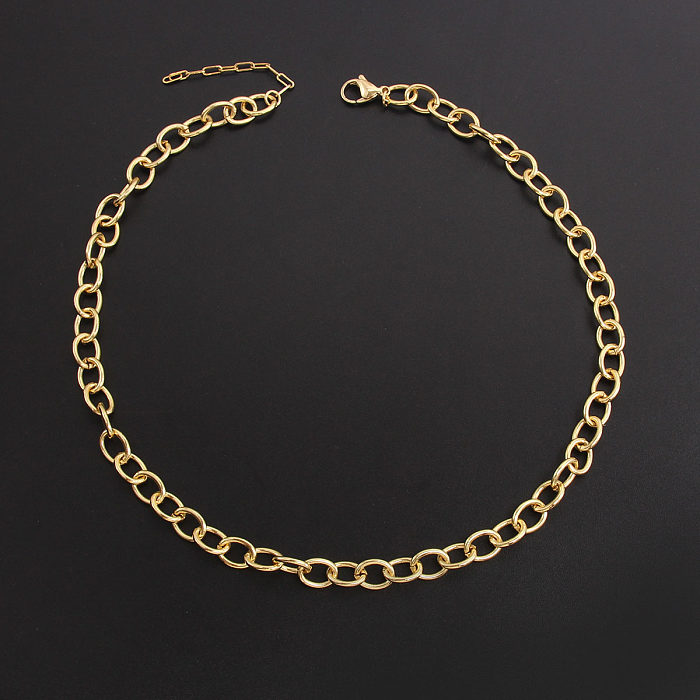 Hip-Hop Vintage Style Solid Color Copper Gold Plated Necklace In Bulk