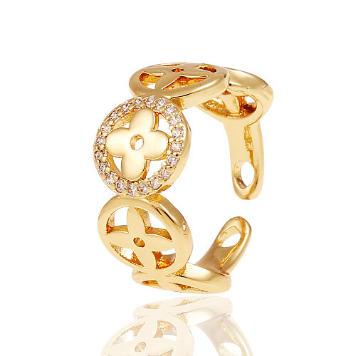 New Women's Copper Plated Real Gold Geometric Open Tail Ring