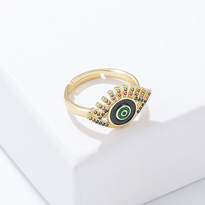 Novelty Eye Copper Open Ring Plating Inlaid Zircon Zircon Copper Rings