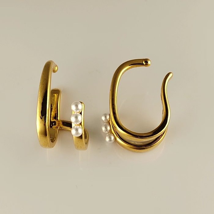 Boucles d'oreilles en perles artificielles en cuivre, 1 paire, Style Simple, placage géométrique, incrustation