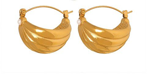 Geometrische Retro-Ohrringe mit Titanstahlbeschichtung und 18 Karat vergoldeten Ringen