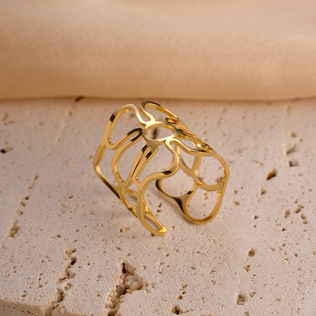 Anéis abertos banhados a ouro geométricos estilo clássico estilo clássico casual estilo moderno