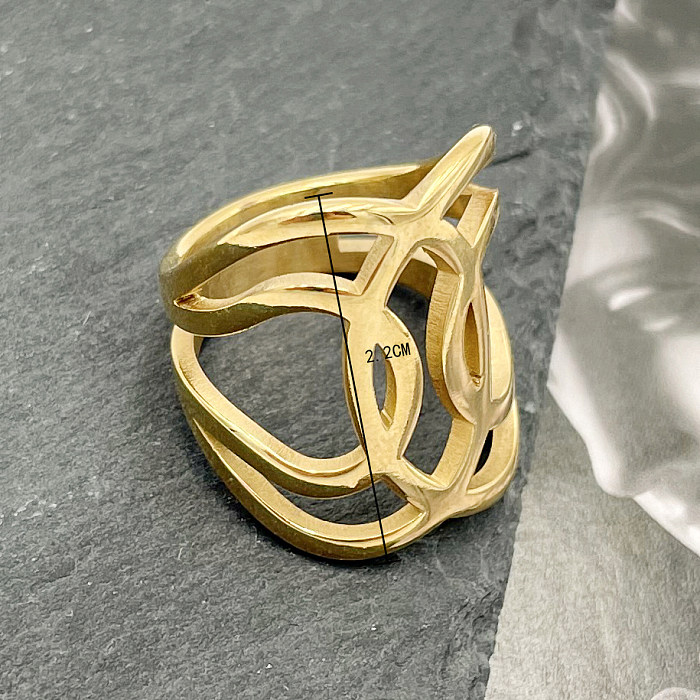 Artistic Solid Color Stainless Steel Gold Plated Wide Band Ring In Bulk
