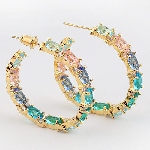 Fashion Geometric Copper Earrings Inlay Zircon Copper Earrings