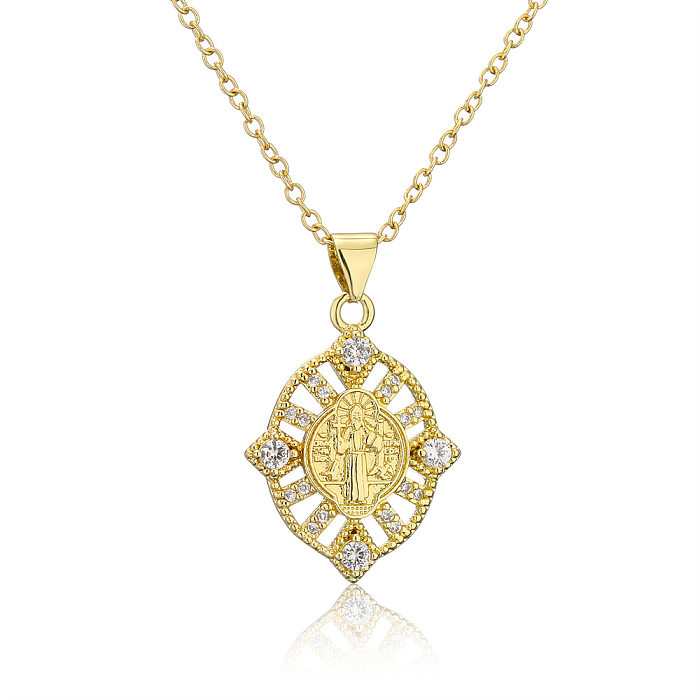 New Real Gold Electroplating Religious Series Pendant Copper Micro-inlaid Zircon Necklace