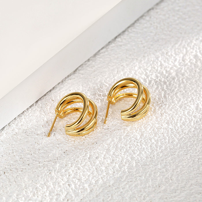 Simple Style C Shape Copper Plating Earrings 1 Pair