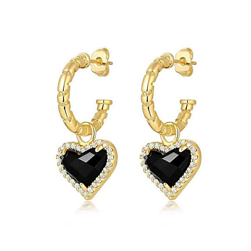 Women's Earrings European And American Style Personality Heart-Shaped Eardrops Cross-Border Ins Fashion Ornament Black Love Heart Ear Studs