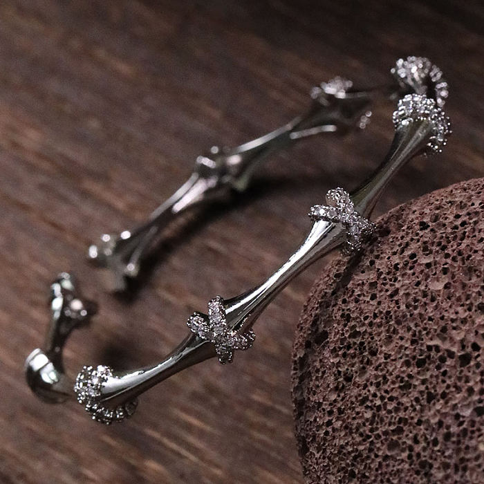 Bracelet élégant en zircon avec incrustation de cuivre géométrique pour femme