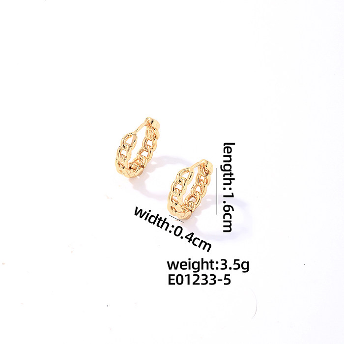 1 Pair Casual Simple Style Round Plating Hollow Out Copper Gold Plated Earrings