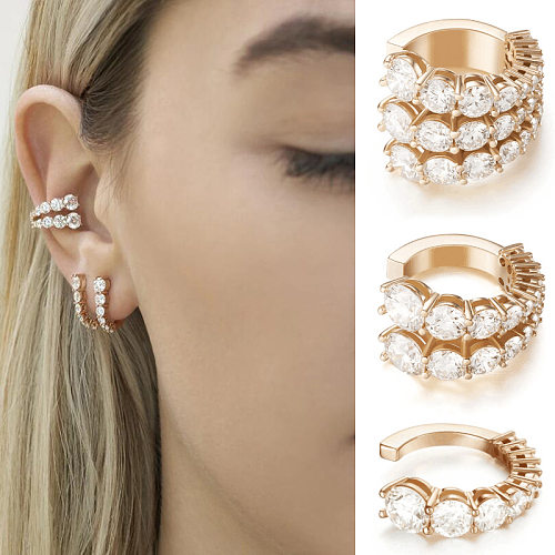 1 Piece Fashion Geometric Copper Inlay Zircon Ear Clips