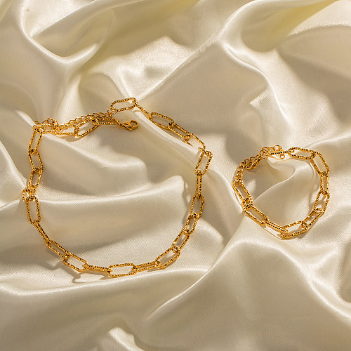 Simple Style Solid Color Stainless Steel Plating 18K Gold Plated Bracelets Necklace