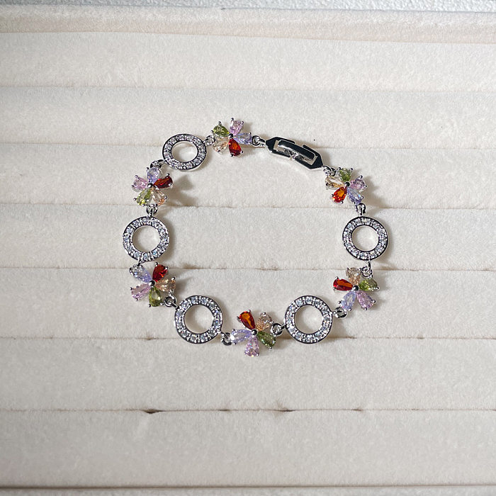 Sweet Flower Copper Plating Inlay Zircon Bracelets